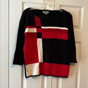 Chic Black and Red Colorblock Sweater